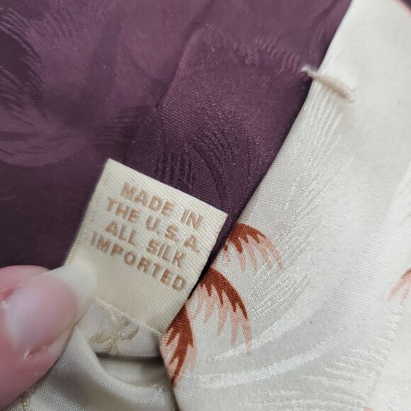 Tommy Bahama Vintage Cream Brown Palm Tree Beach Extra Wide Silk Necktie USA - Picture 4 of 4